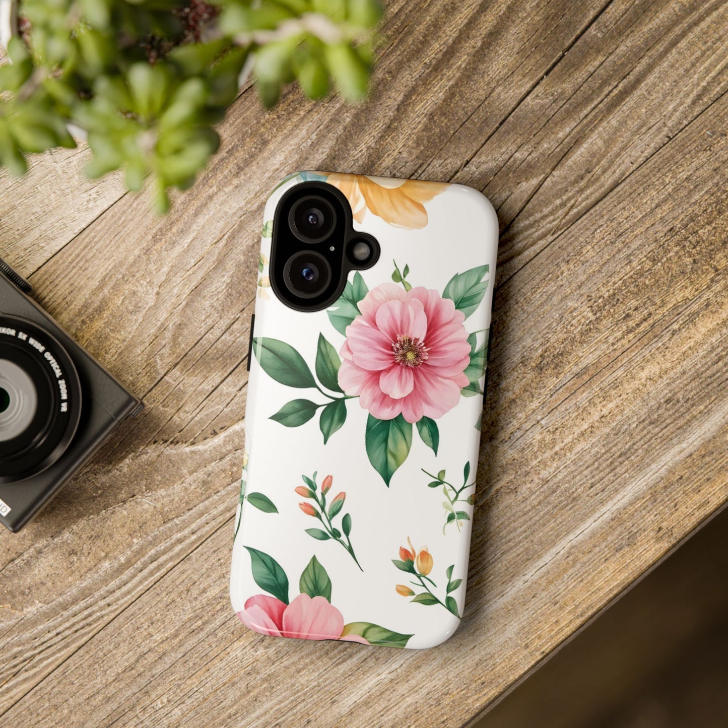 Floral Tough Phone Case — Pink Peony Protective Phone Cover