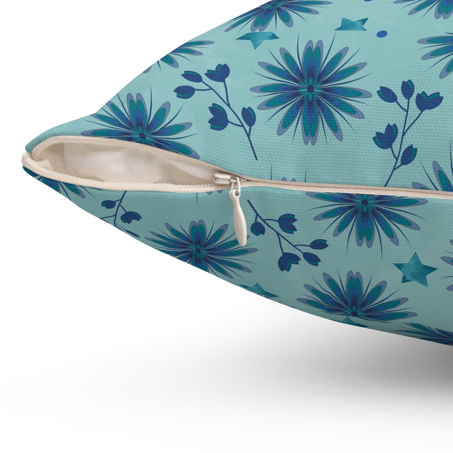 Blue Floral Decorative Pillow, Cozy Couch Accent, Home Decor, Gift for Her, Boho Throw Pillow