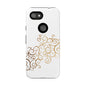 Elegant Floral Phone Case, Tough Cases, Gold Swirls, Stylish Protection, Trendy Gift, Chic Accessory