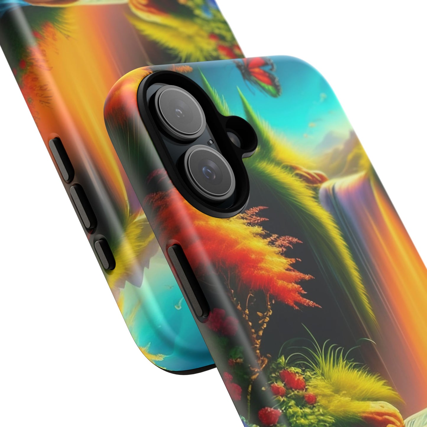 Phone Case - Vibrant Waterfall Landscape with Butterfly | Colorful Nature Protective Case