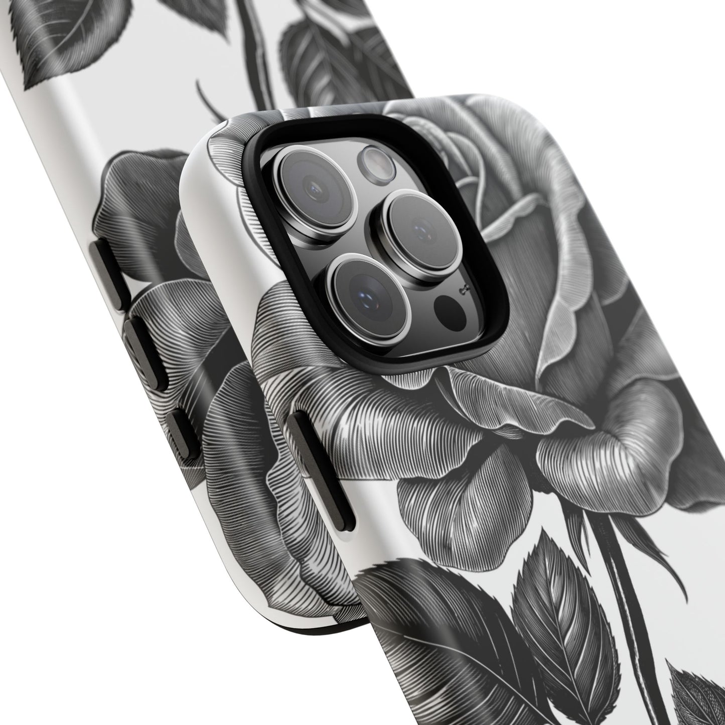 Elegant Floral Phone Case - Tough Cases, Black Rose Design, Floral Phone Cover, Stylish Phone Accessory, Gift for Her, Mother's Day