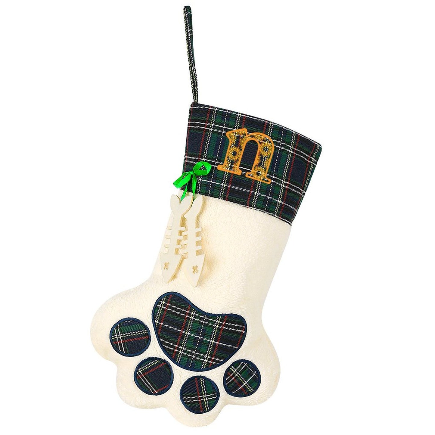 Pet Cat Dog Claw Christmas Stocking - Letter N