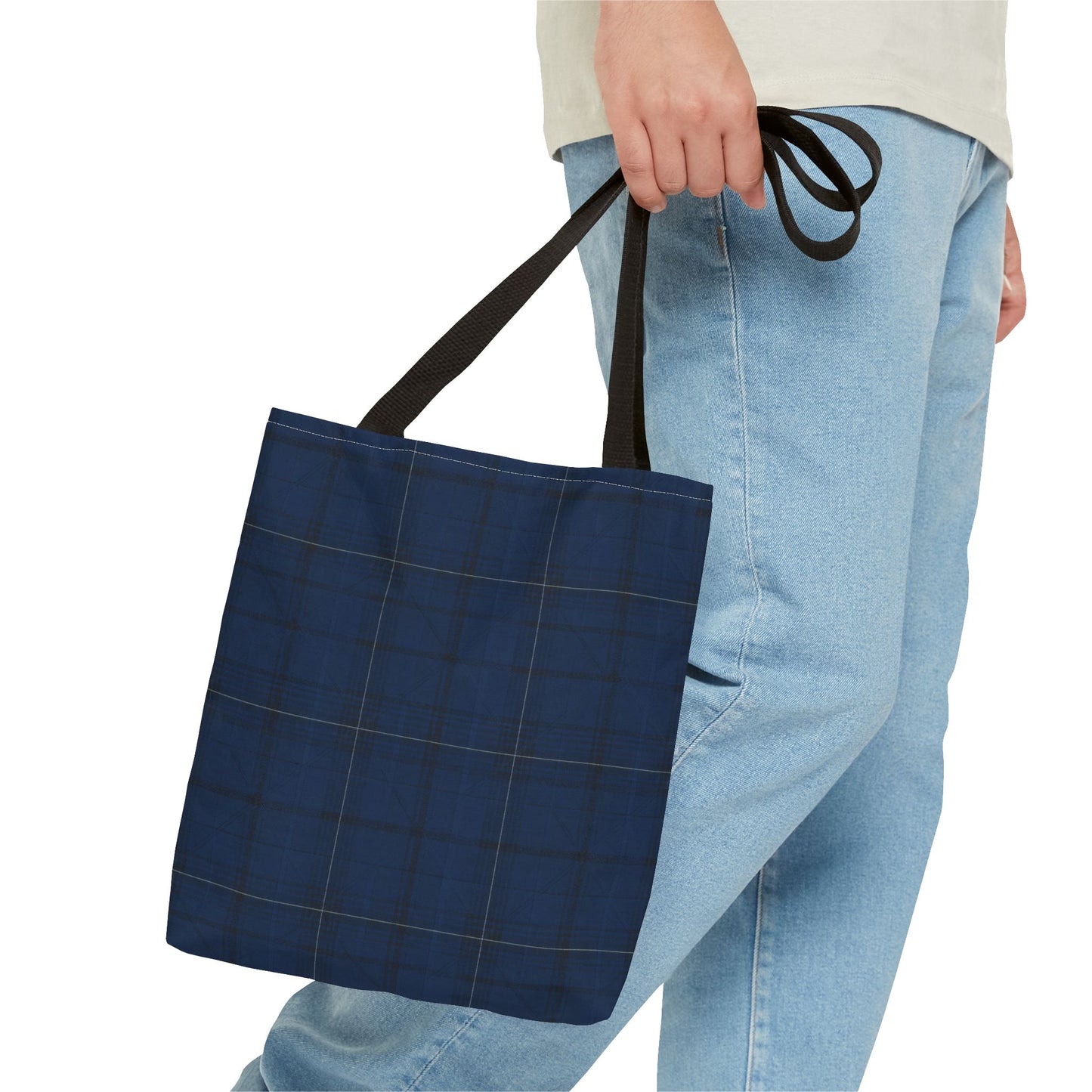Navy Tartan Tote Bag – Classic Plaid All-Over Print Tote