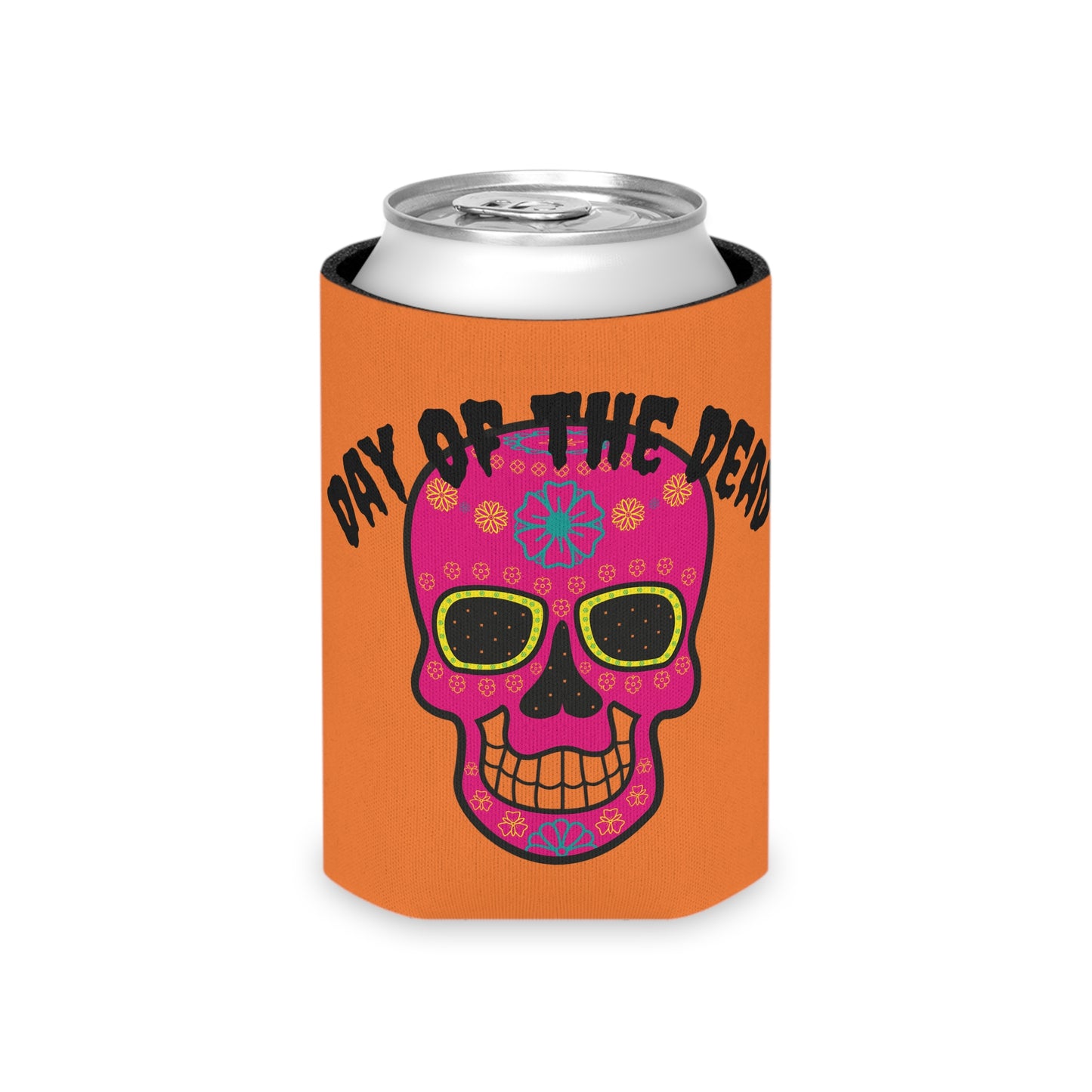 Vibrant Day of the Dead Can Cooler, Mexican Fiesta Drink Sleeve, Party Accessory, Halloween Celebration, Gift for Him/Her
