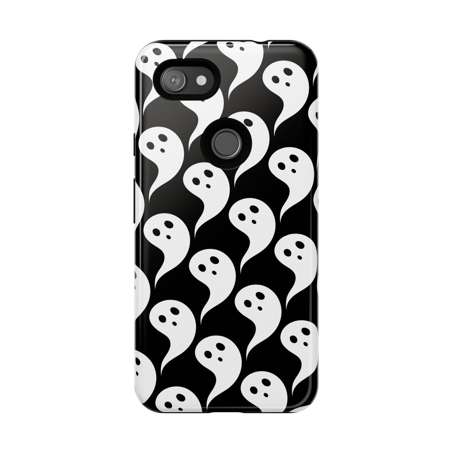 Ghost Pattern Phone Case, Cute Ghost Cell Phone Cover, Halloween Accessory, Spooky Gift, Black and White Phone Case