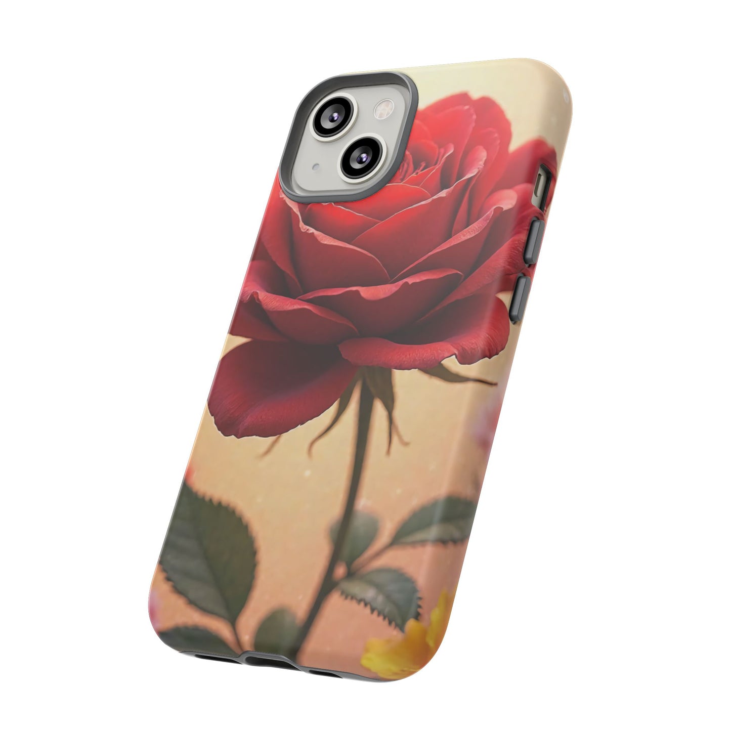 Floral Phone Case with Red Rose Design, Tough Phone Cover, Flower Print, Gift for Her, Stylish Accessory, Floral Aesthetic