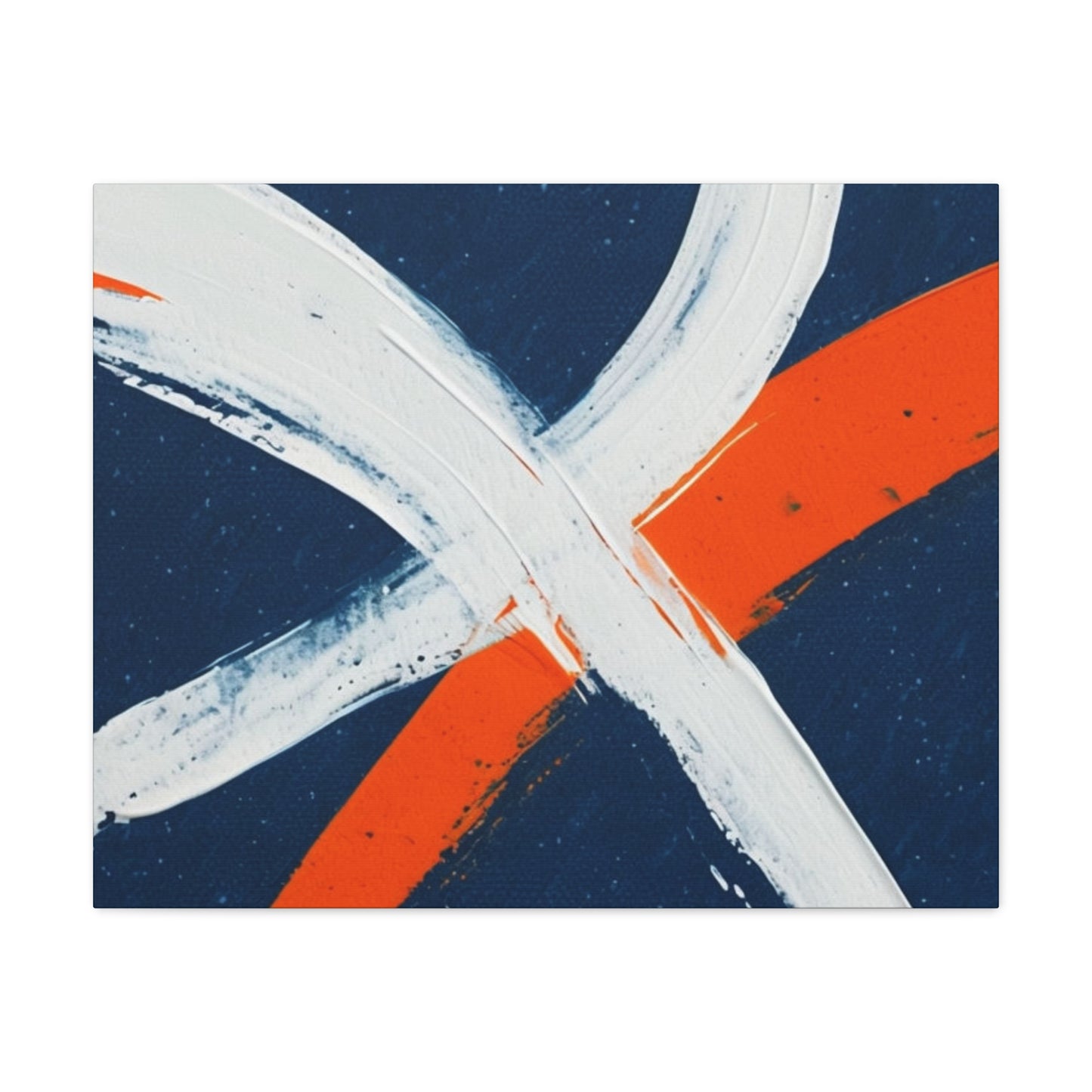 Abstract Navy & Orange Brushstroke Canvas