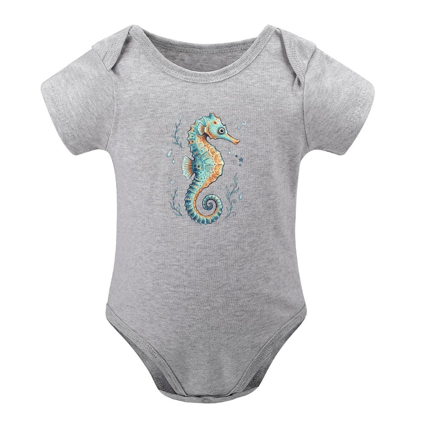 Short Sleeve Baby Romper - Seahorse