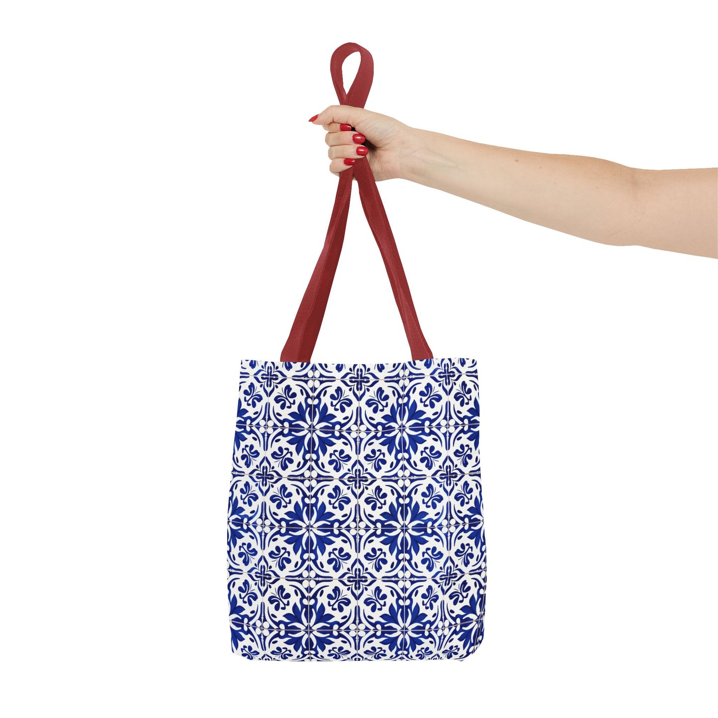 Blue Moroccan Tile Tote Bag - All-Over Print Patterned Market Tote