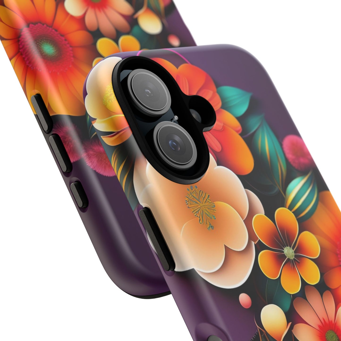 Floral Burst Tough Phone Case — Colorful Retro Flowers Protective Cover
