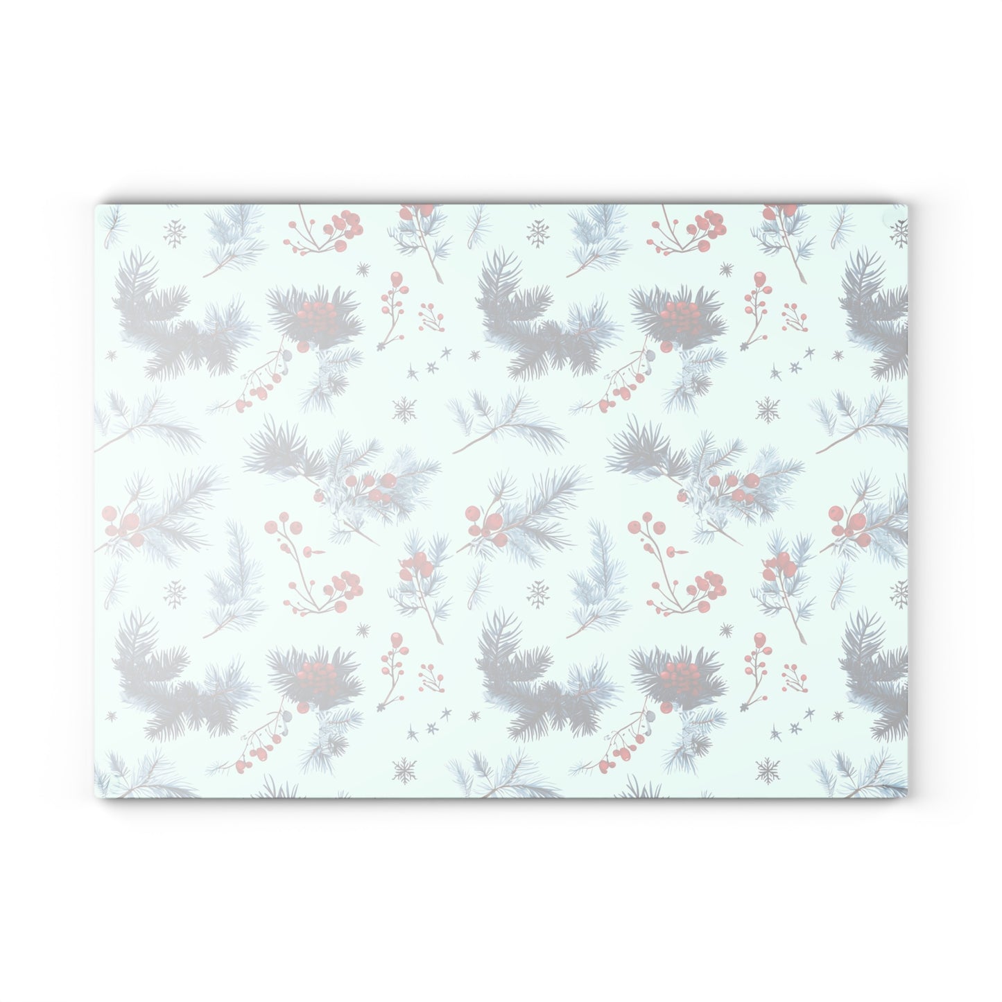 Winter Berries Glass Cutting Board — Festive Pine & Holly Kitchen Cutting Board