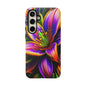 Floral Neon Tough Phone Case — Vivid Purple & Orange Lily Protective Cover