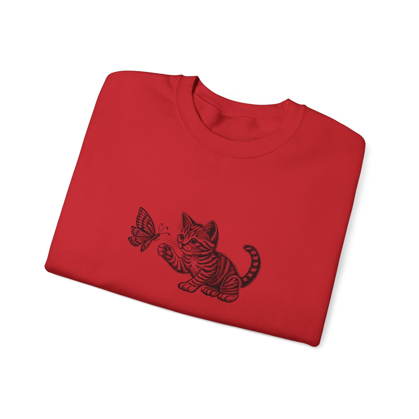 Kitten Butterfly Sweatshirt, Cozy Crewneck with Cat Art, Perfect Gift for Animal Lovers, Cute Sweatshirt for Relaxation & Everyday Wear