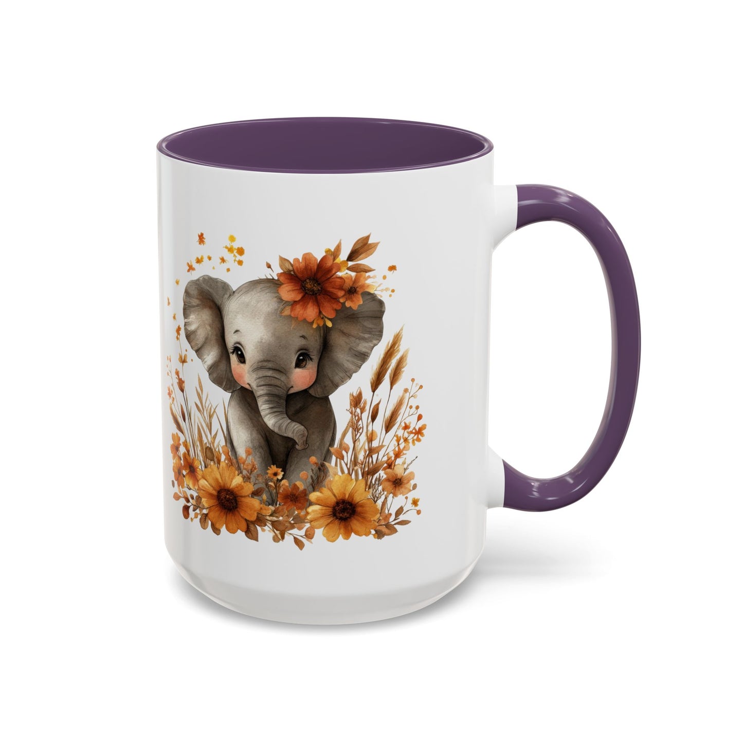 Adorable Elephant Floral Coffee Mug, Cute Animal Mug, Coffee Lover Gift, Kids Mug, Baby Shower Decor