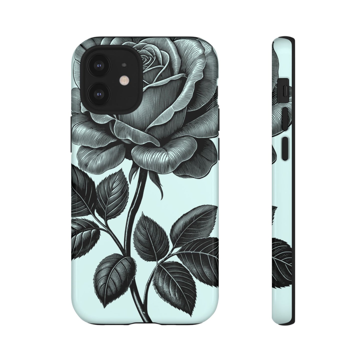 Elegant Floral Phone Case, Tough Cases for iPhones, Black Rose Design, Gift for Her, Stylish Phone Cover, Birthday Gifts