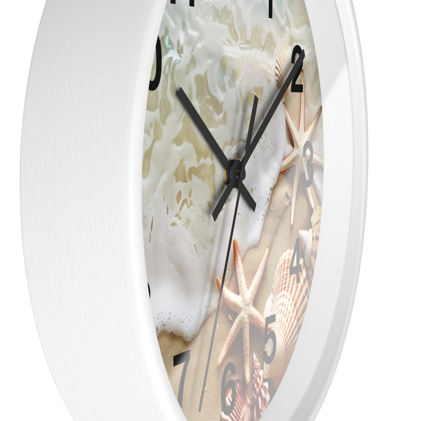 Beach Shells Wall Clock — Coastal Starfish Seaside Decor
