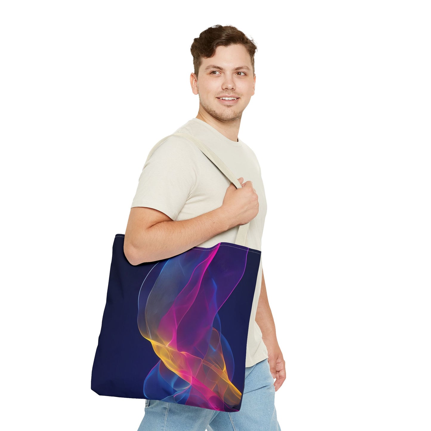 Colorful Abstract Tote Bag, Stylish Shopping Bag, Reusable Groceries Bag