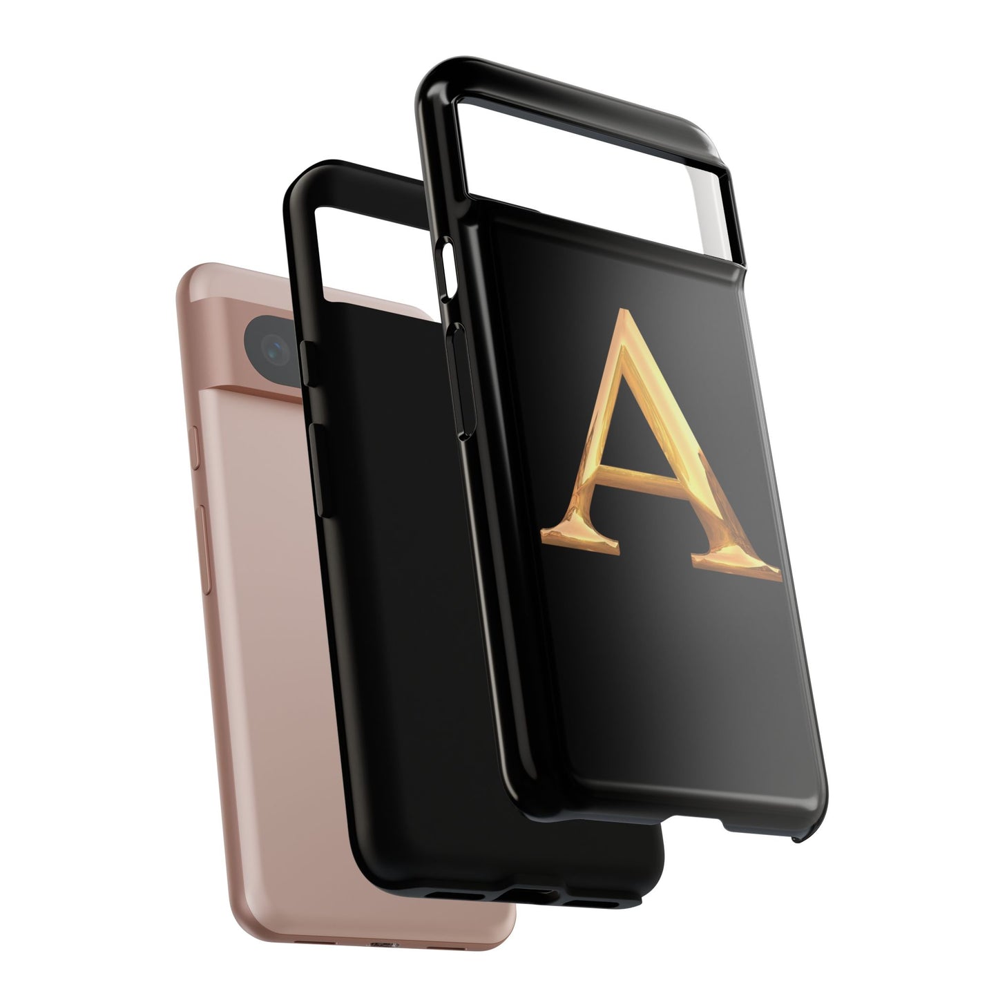 Custom Phone Case with Gold Letter A, Monogrammed Gift, Tough Protective Case, Personalized Phone Accessory, Unique Phone Cover
