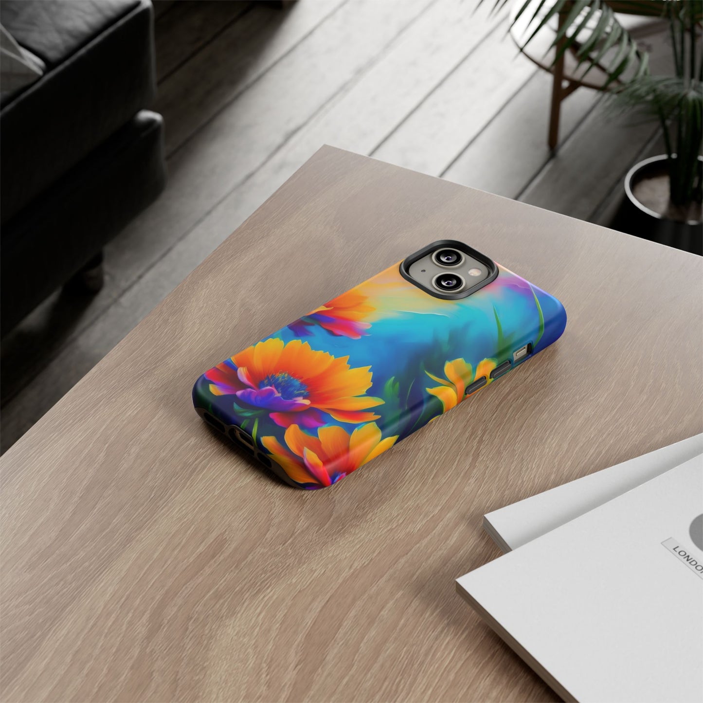Floral Burst Tough Phone Case — Vibrant Watercolor Flowers Protective Cover