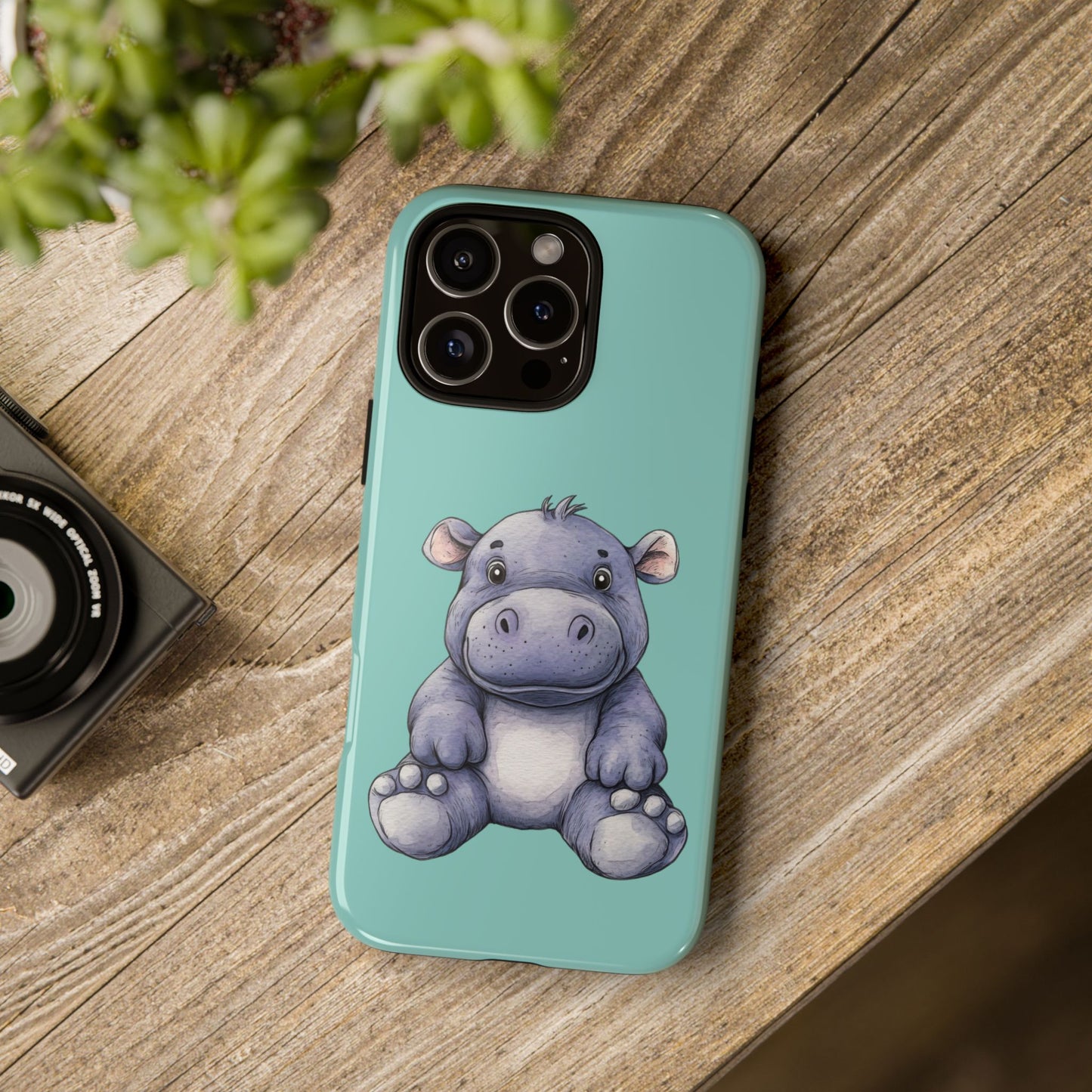 Cute Hippo Phone Case, Tough Phone Cover, Fun Animal Case, Gift for Kids, Cute Decor, Birthday Present