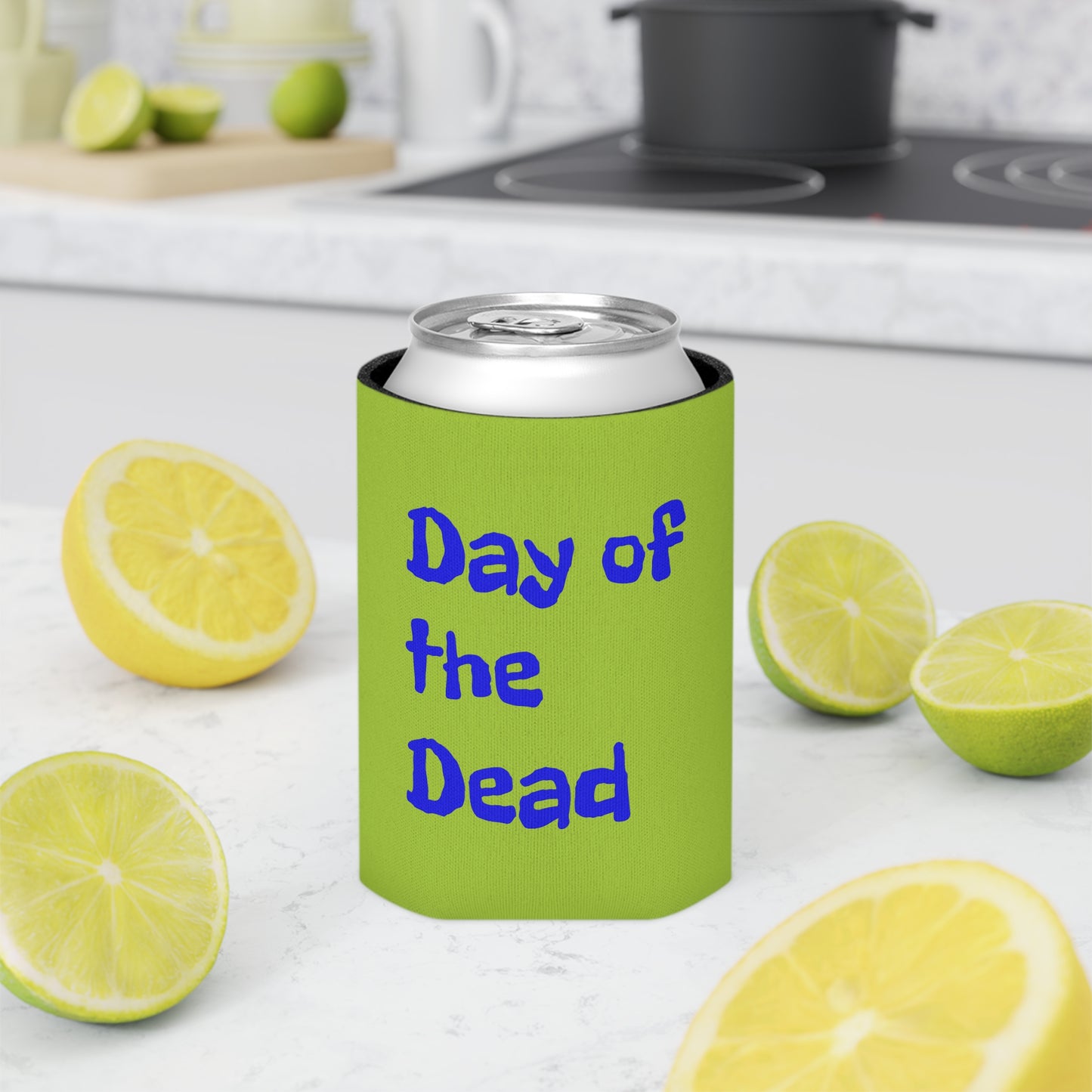 Day of the Dead Can Cooler, Fun Drink Holder, Party Favor, Fall Fiesta Gift, Halloween Accessory, Tecaltepec Celebration