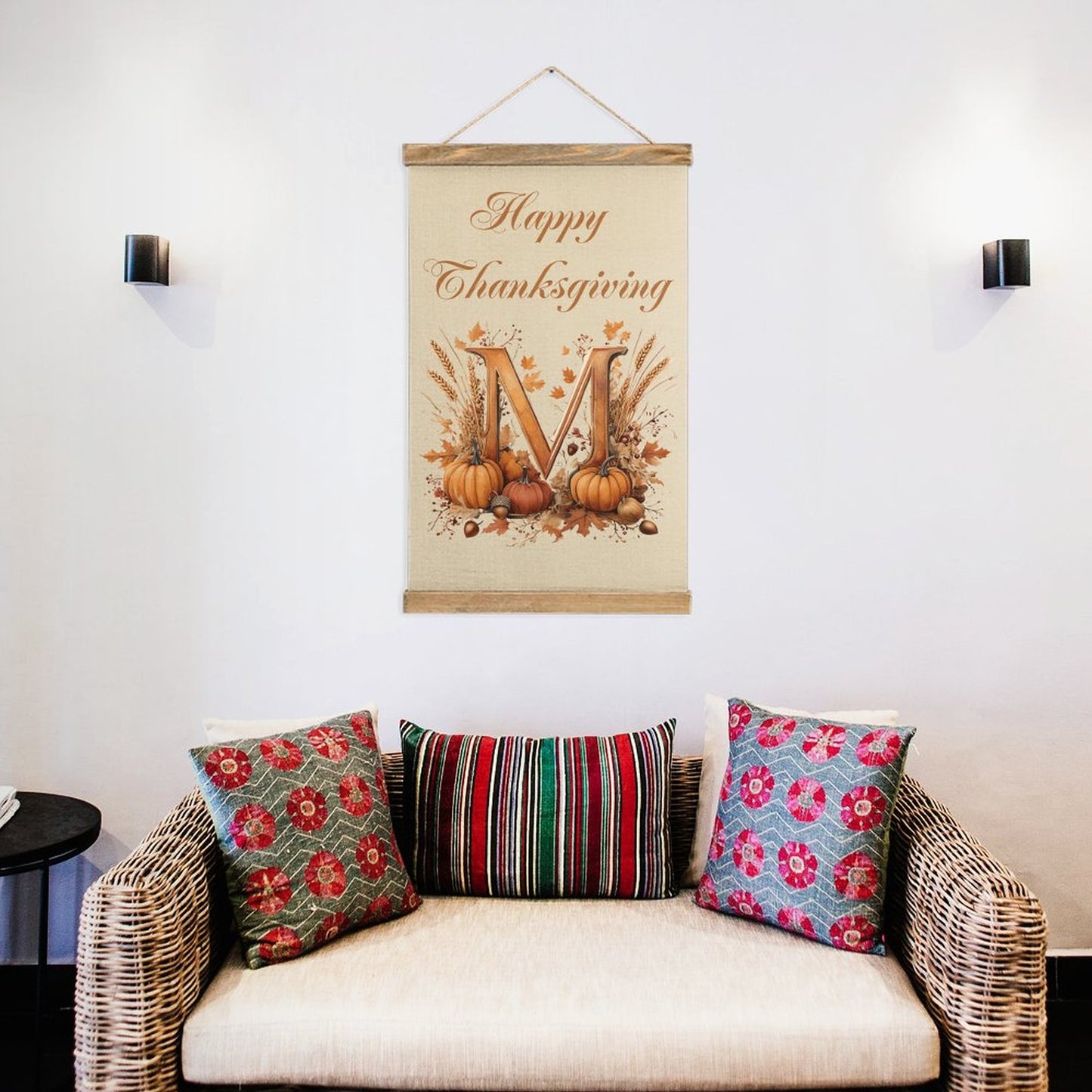 Framed Flax Painting Wall Decor - Letter M