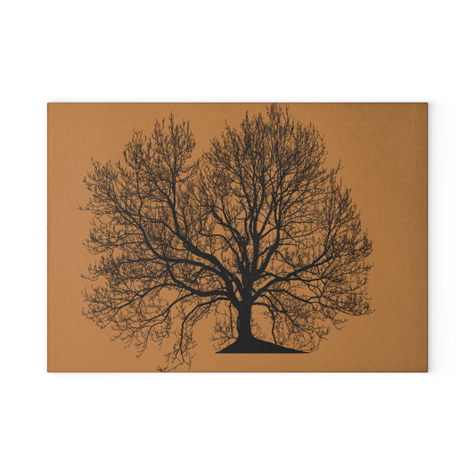 Rustic Tree Design Glass Cutting Board, Kitchen Gift, Home Decor, Personalized Wedding, Housewarming, Culinary Essential