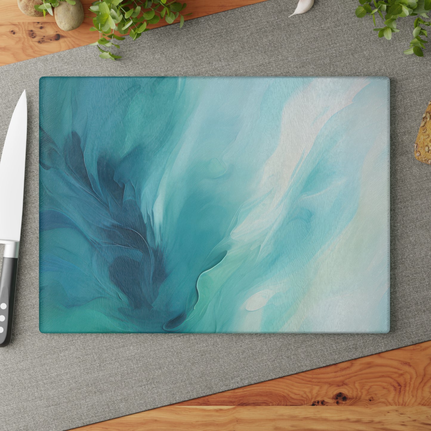 Elegant Blue Glass Cutting Board, Kitchen Decor, Gift for Home Chefs, Modern Serving Tray, Wedding Gift, Housewarming