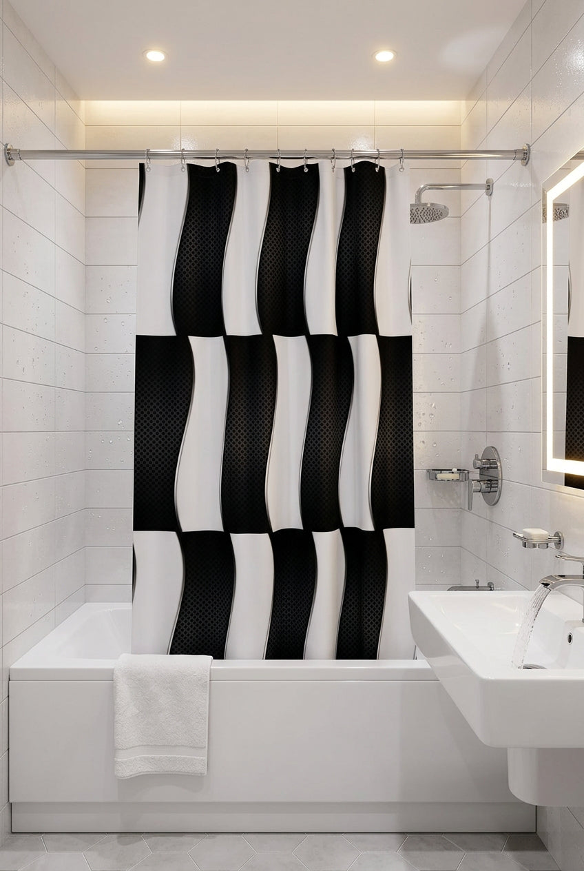 Black and white shower curtain