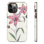 Floral Phone Case with Elegant Pink Lilies, Cute Floral Accessories, Phone Protection, Gift for Her, Stylish Cell Phone Cover