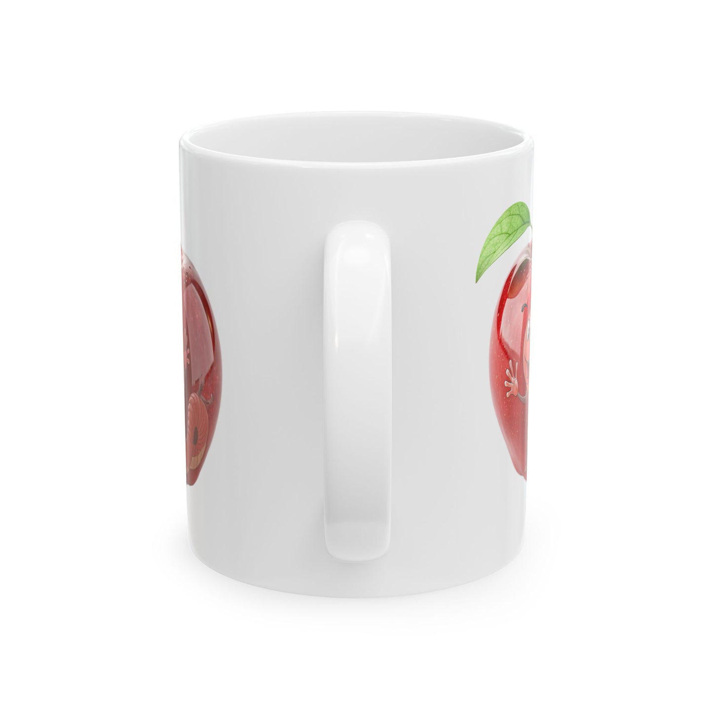 Whimsical Apple Worm Ceramic Mug, Funny Coffee Cup, Cute Kitchen Gift, Teacher Appreciation, Back to School, Child-Friendly Drinkware