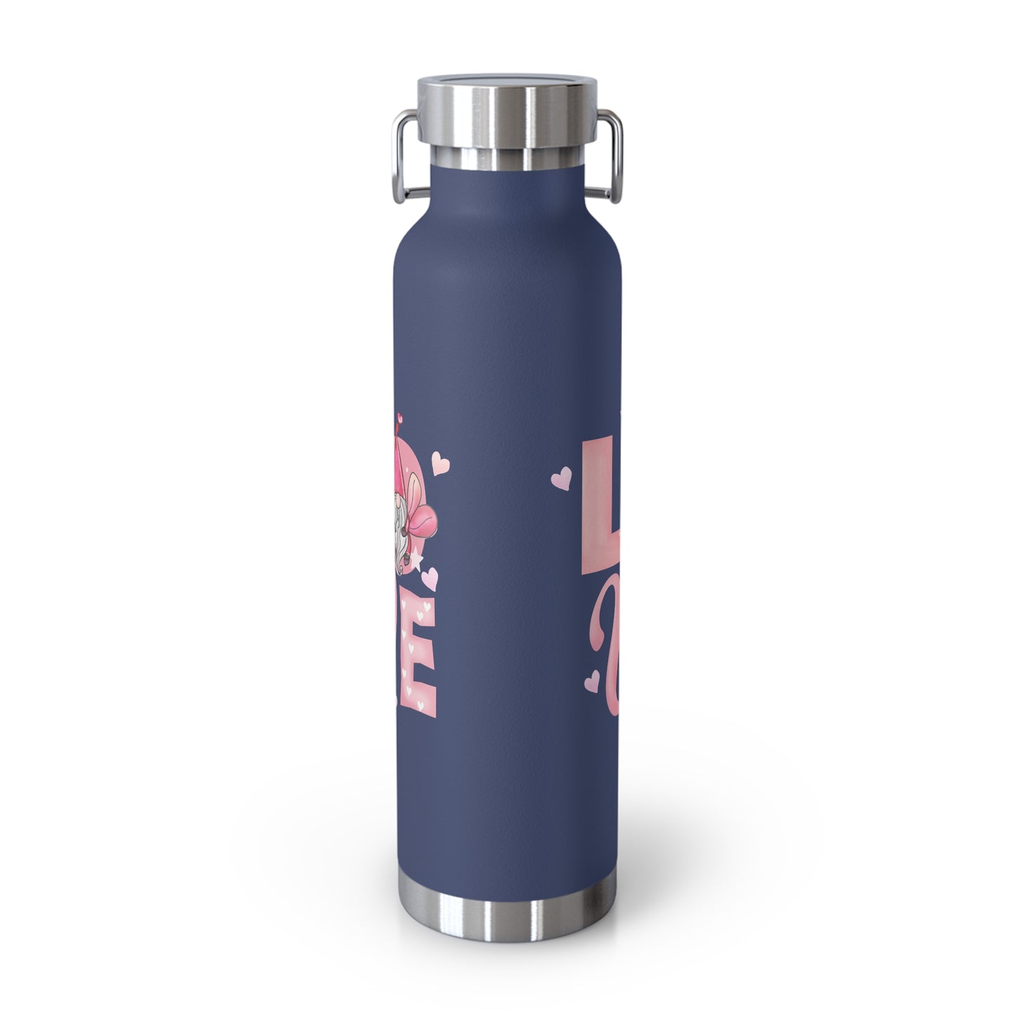 22oz Insulated Bottle — Red 'LOVE' Floral Valentine Water Bottle