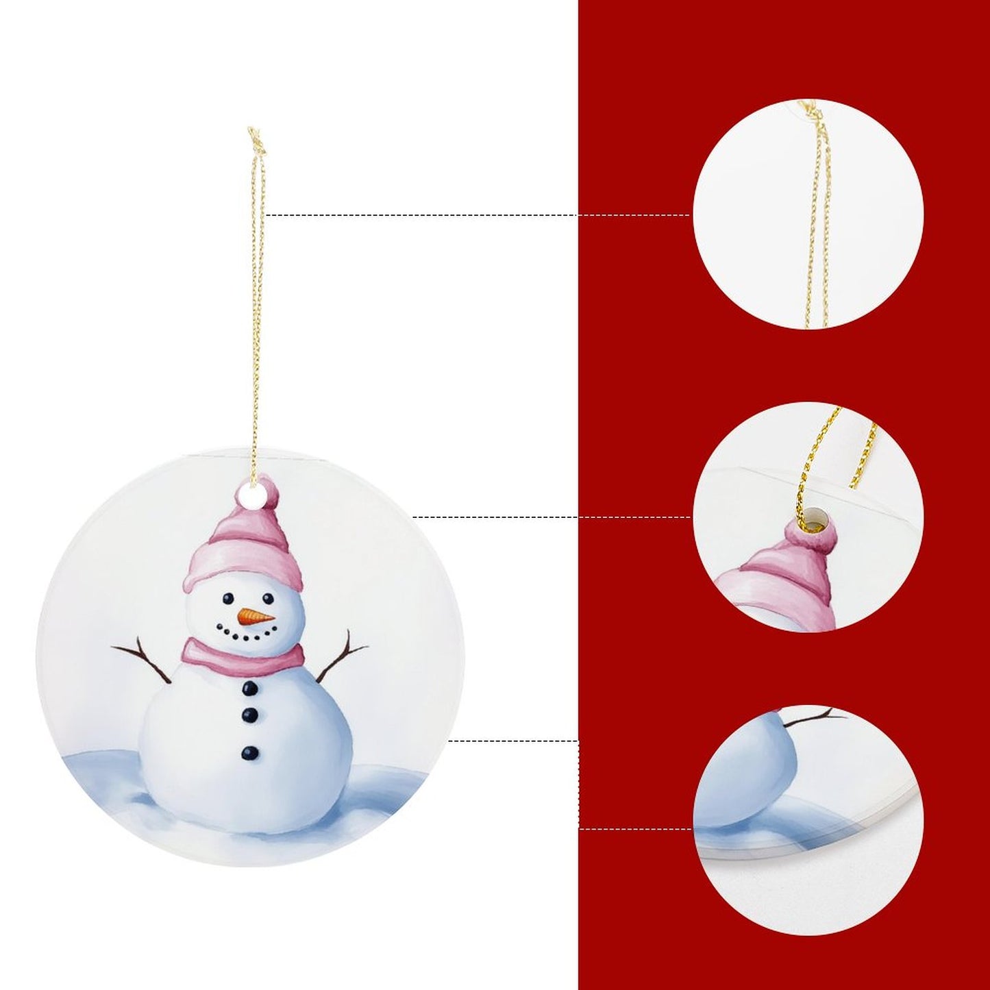 Round Ceramic Christmas Decorations (Matte Surface)
