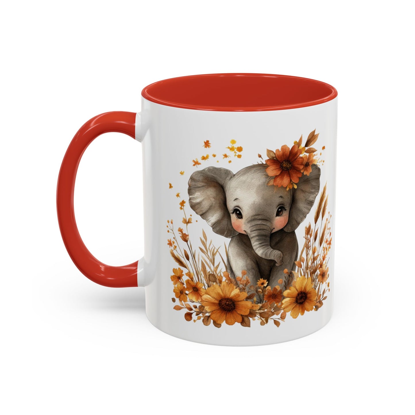Adorable Elephant Floral Coffee Mug, Cute Animal Mug, Coffee Lover Gift, Kids Mug, Baby Shower Decor