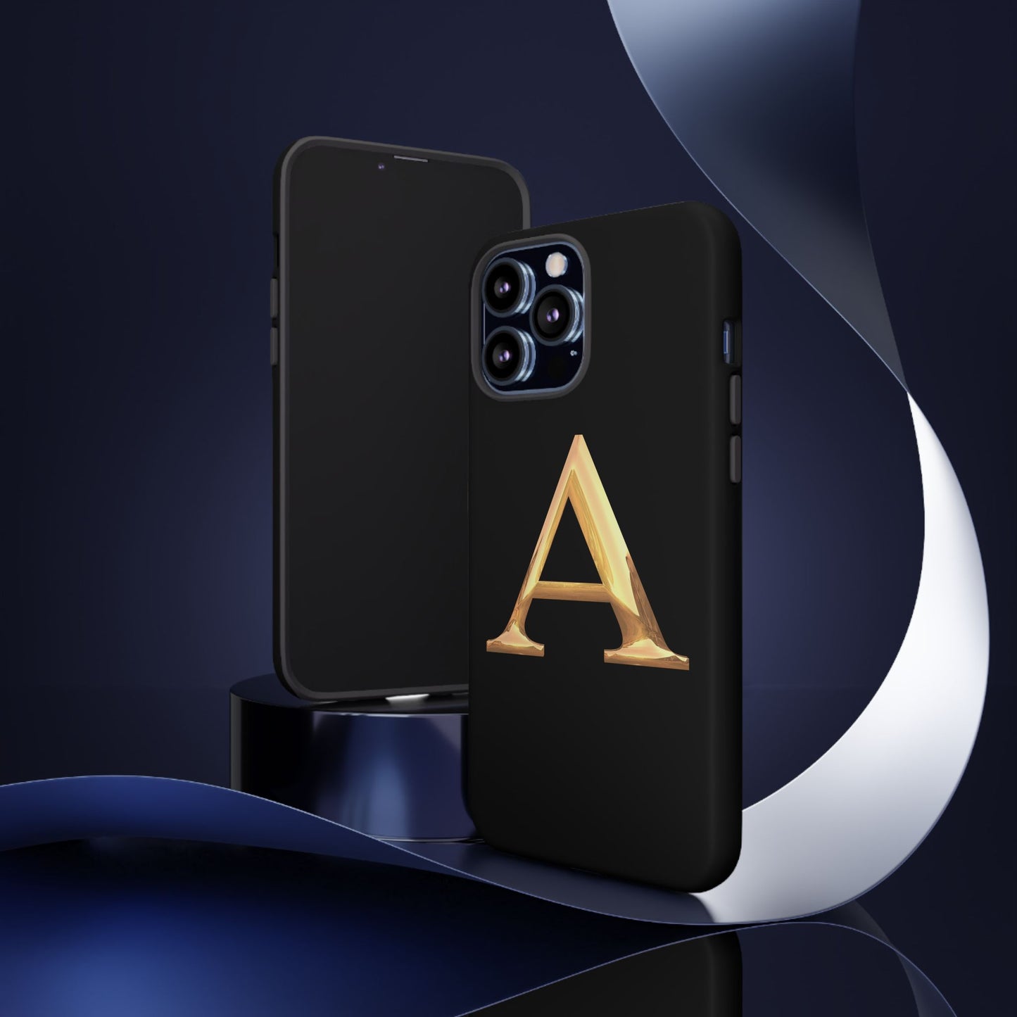 Custom Phone Case with Gold Letter A, Monogrammed Gift, Tough Protective Case, Personalized Phone Accessory, Unique Phone Cover