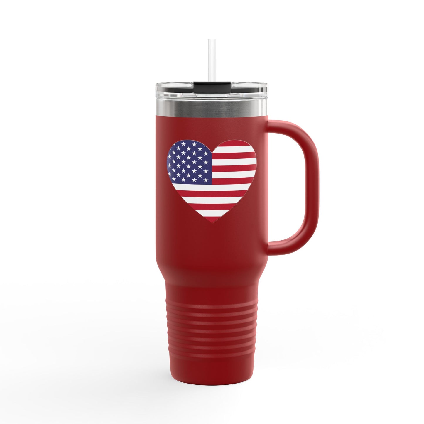 Insulated Travel Mug, 40oz - Heart American Flag