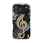 Music Notes Magnetic Impact-Resistant Phone Case — Gold Treble Clef Design