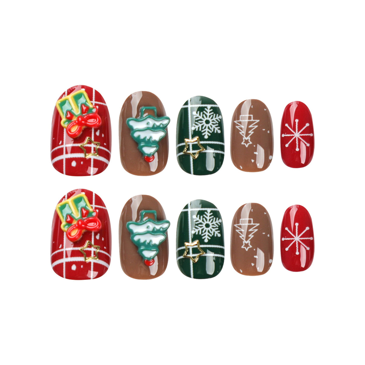 Christmas nails Art False nails Press on nails in Autumn and Winter Removable nails Art Tablets nails Stickers – Image 5