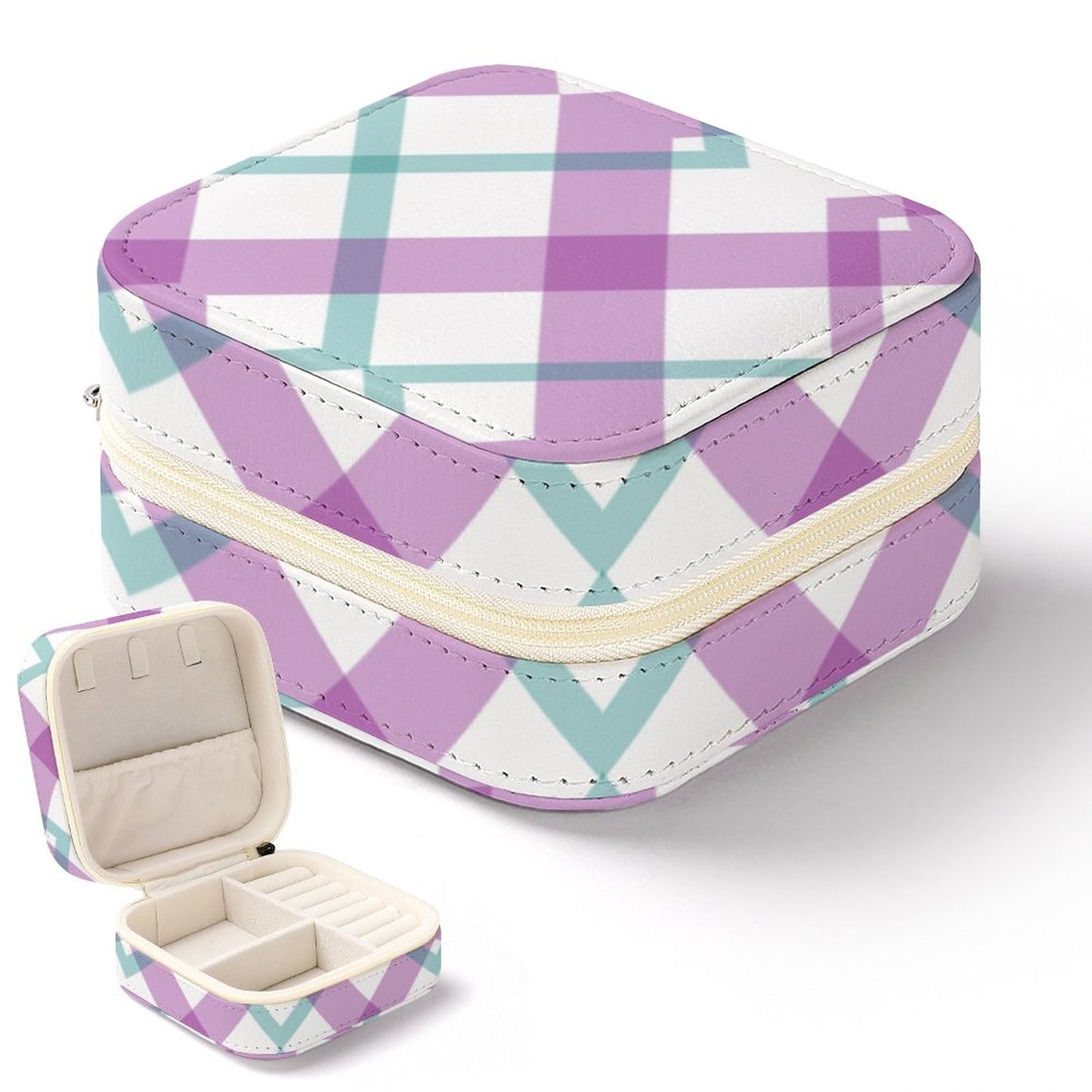 Box Organizer for Jewelry Purple plaid