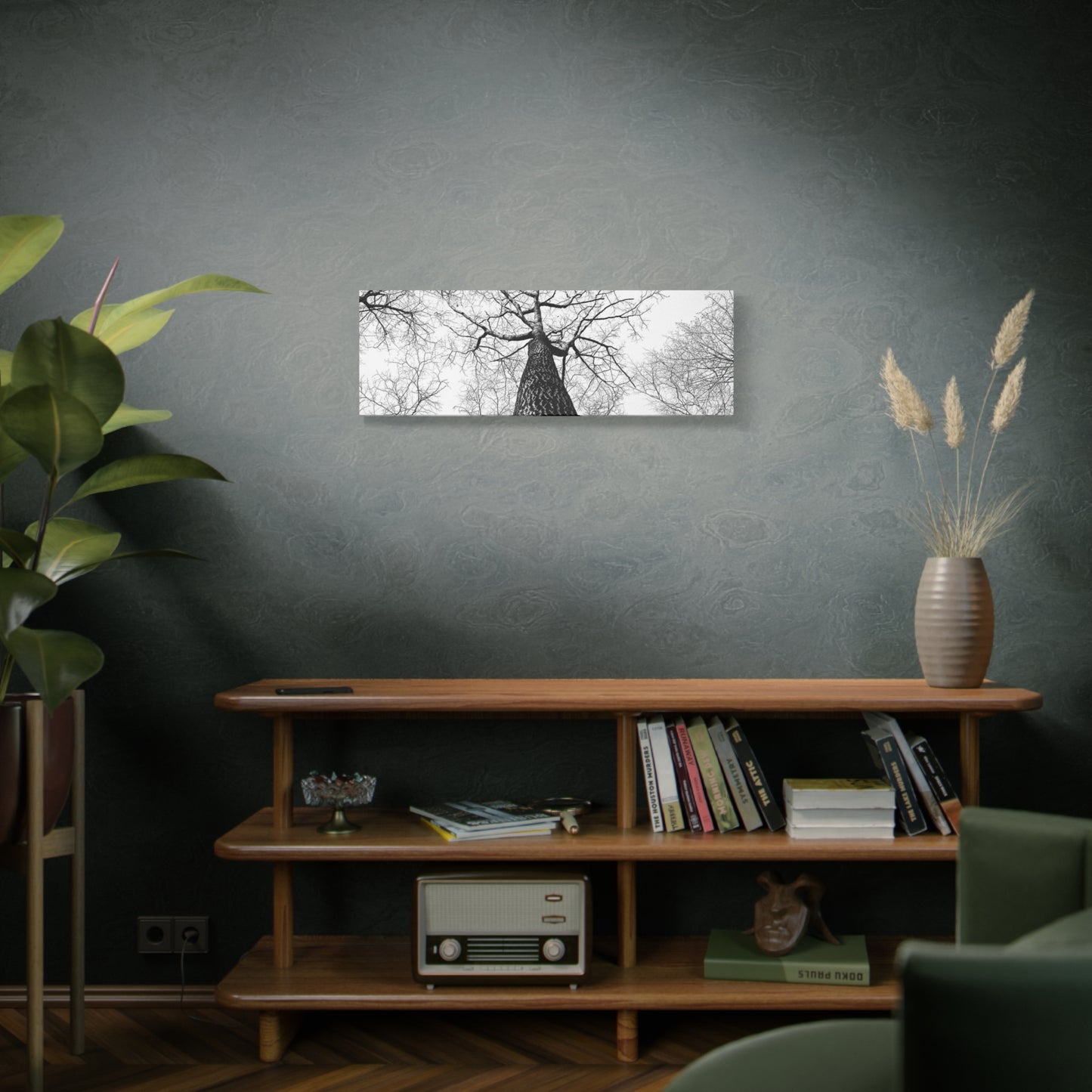 Black & White Tree Canopy Matte Canvas Wall Art — Upward Forest Photography