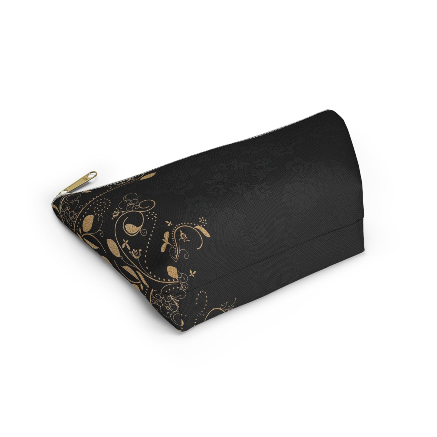 Elegant Black & Gold Damask Accessory Pouch