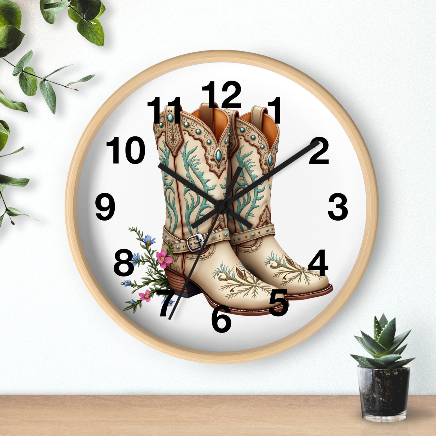 Cowboy Boots Wall Clock, Rustic Home Decor, Farmhouse Style, Country Kitchen Clock, Gift for Cowgirl, Western Decor