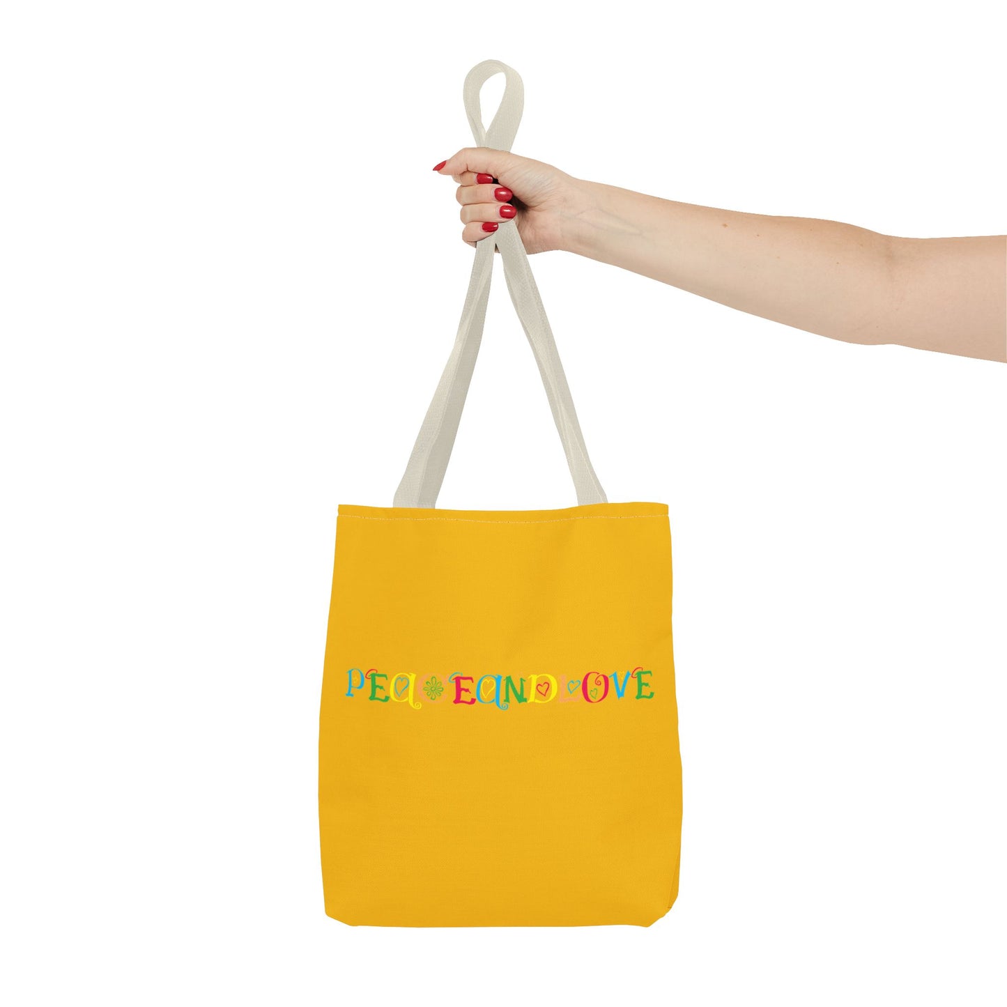 Colorful Peace and Love Tote Bag | Eco-Friendly Shopping Bag, Beach Tote, Gift for Friends, Everyday Carryall