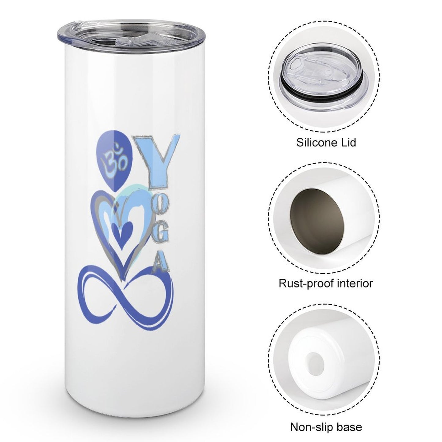 20oz Skinny Stainless Steel Straight Cup-With Lid