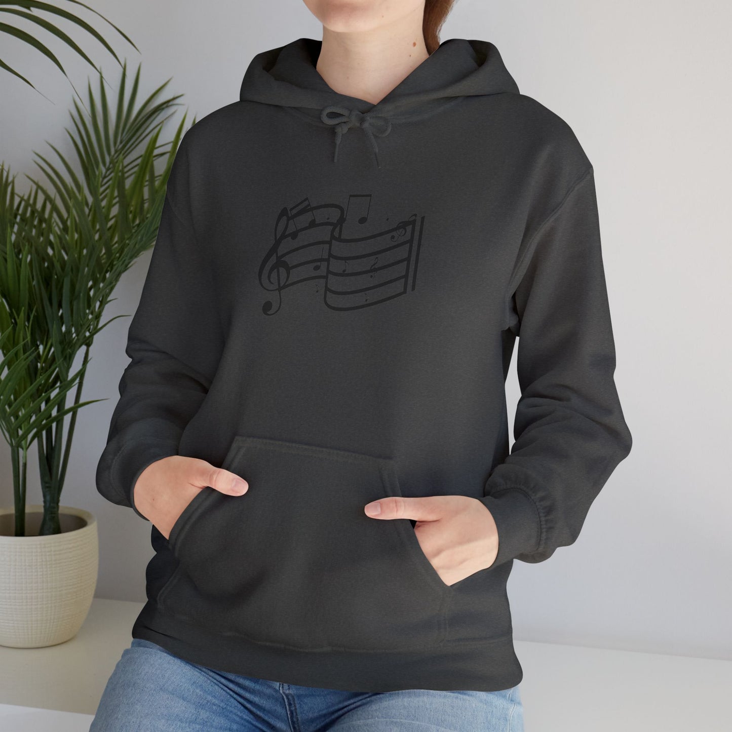 Music Notes Hoodie — Minimal Sheet Music Design