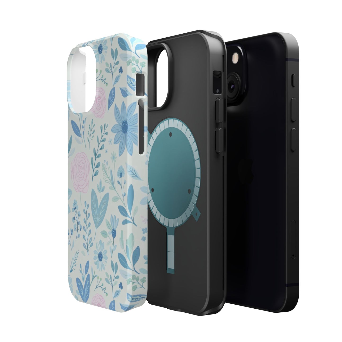 Floral Pastel Magnetic Impact Phone Case — Blue & Pink Botanical Design