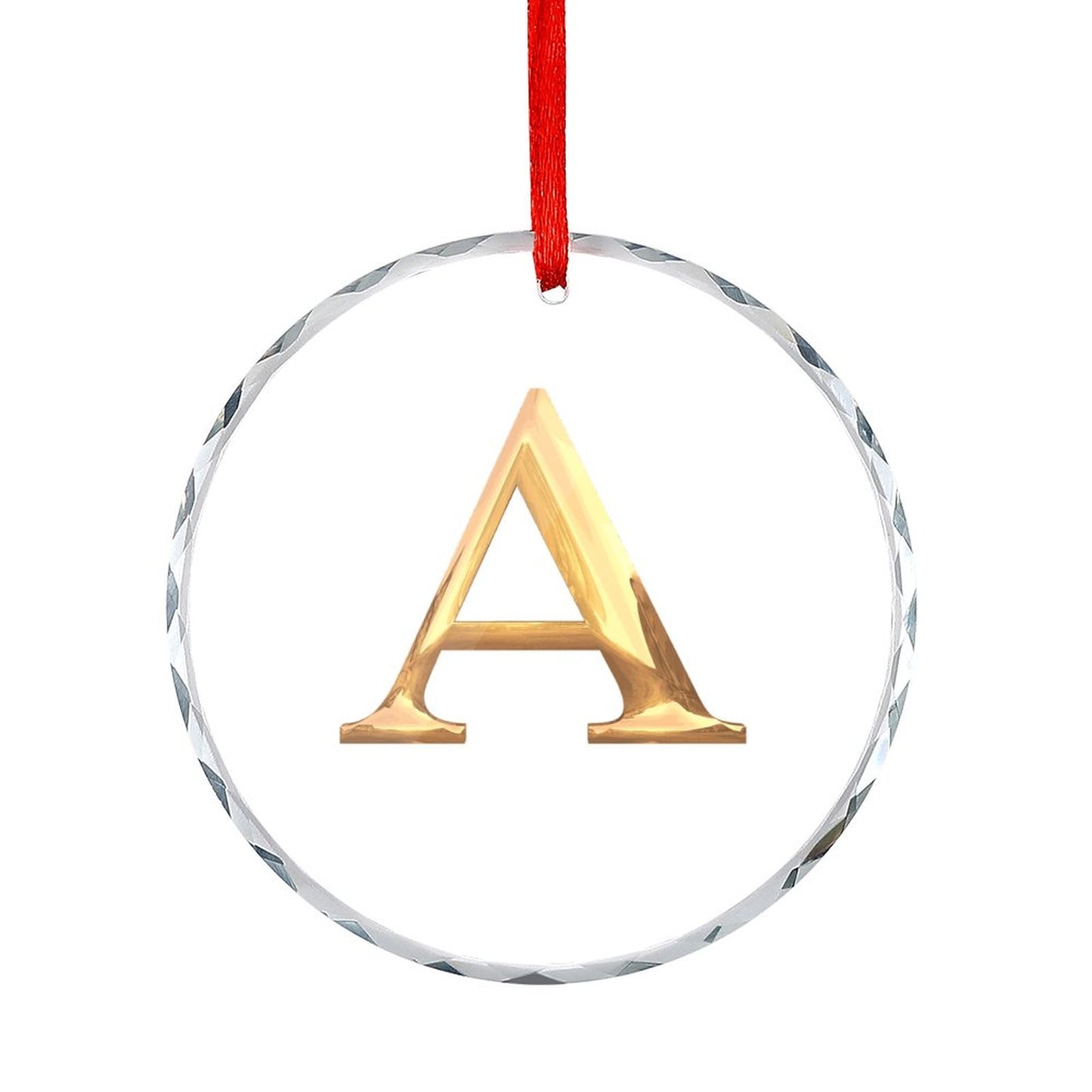 Glass Circular Ornament Pendant- Letter A
