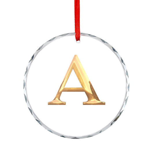 Glass Circular Ornament Pendant- Letter A