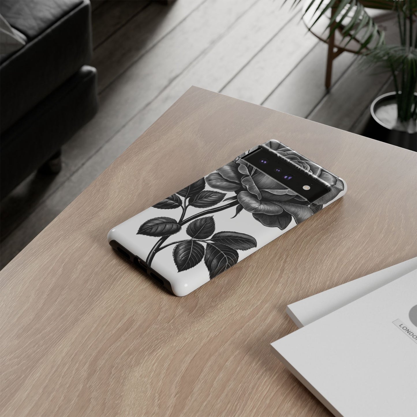 Elegant Floral Phone Case - Tough Cases, Black Rose Design, Floral Phone Cover, Stylish Phone Accessory, Gift for Her, Mother's Day