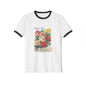 Ringer T-Shirt - Vintage Botanical Rose Bouquet (Includes Floral Text)